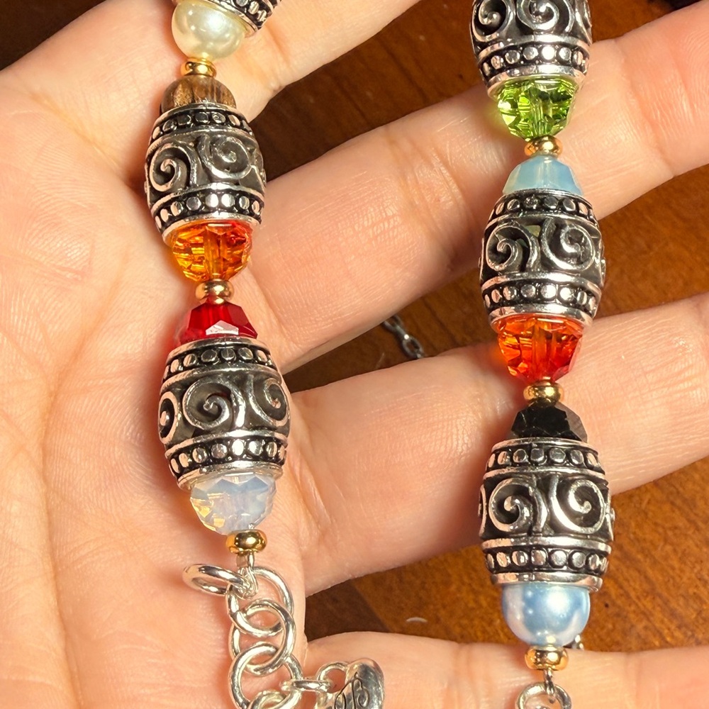 Brighton Multicolor Beaded Silver Set Necklace An… - image 1